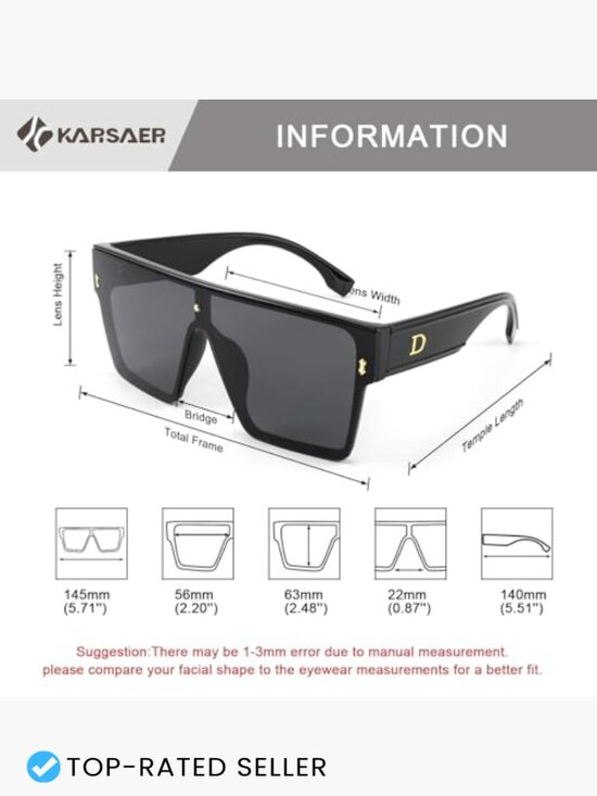 Oversized Square Flat Top Sunglasses Retro Chic Unisex UV400 Protection main image 2